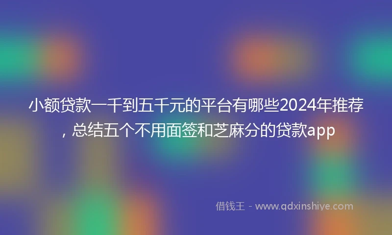 小额贷款一千到五千元的平台有哪些2024年推荐，总结五个不用面签和芝麻分的贷款app