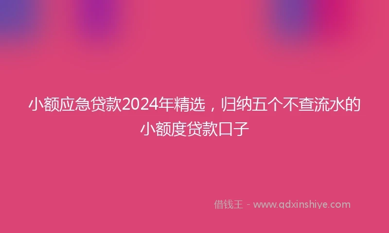 小额应急贷款2024年精选，归纳五个不查流水的小额度贷款口子
