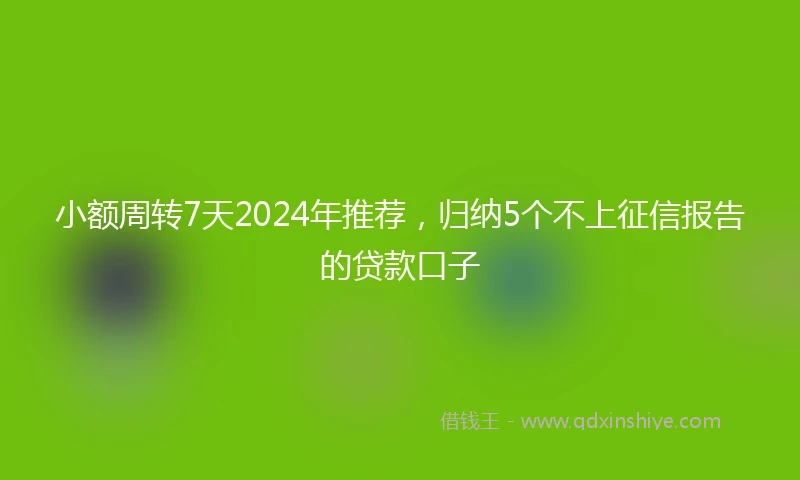 小额周转7天2024年推荐，归纳5个不上征信报告的贷款口子