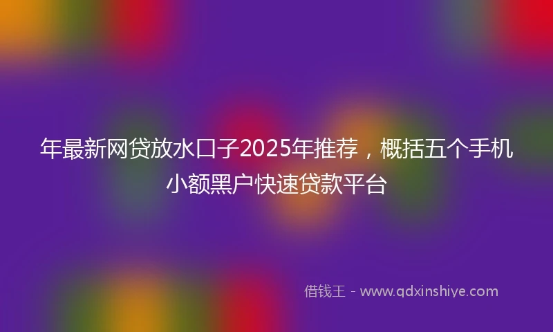 年最新网贷放水口子2025年推荐，概括五个手机小额黑户快速贷款平台