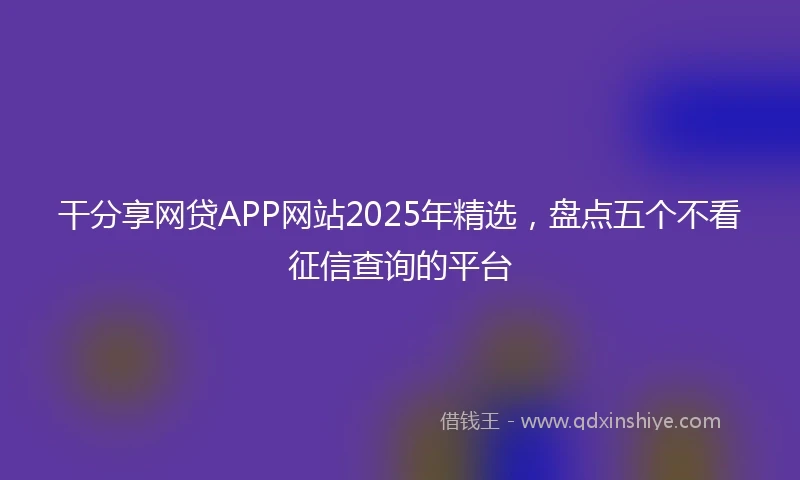 干分享网贷APP网站2025年精选，盘点五个不看征信查询的平台