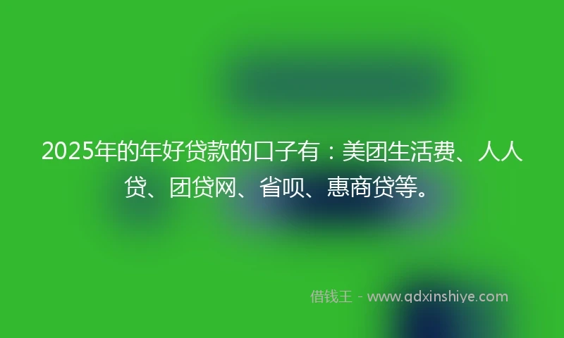 2025年的年好贷款的口子有：美团生活费、人人贷、团贷网、省呗、惠商贷等。