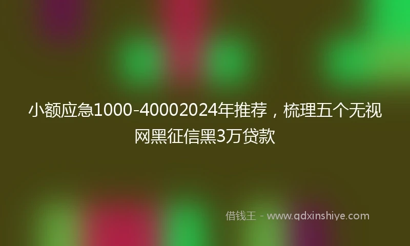 小额应急1000-40002024年推荐，梳理五个无视网黑征信黑3万贷款