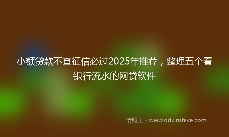 小额贷款不查征信必过2025年推荐，整理五个看银行流水的网贷软件