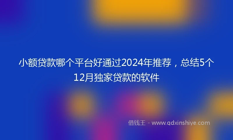 小额贷款哪个平台好通过2024年推荐，总结5个12月独家贷款的软件