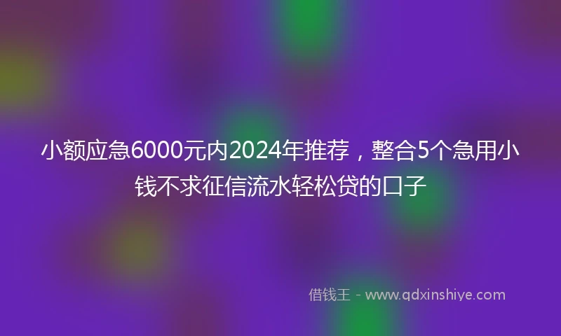 小额应急6000元内2024年推荐，整合5个急用小钱不求征信流水轻松贷的口子