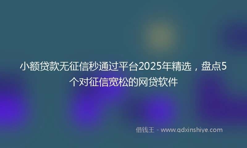小额贷款无征信秒通过平台2025年精选，盘点5个对征信宽松的网贷软件