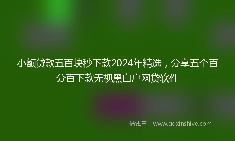 小额贷款五百块秒下款2024年精选，分享五个百分百下款无视黑白户网贷软件