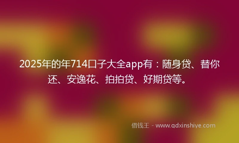 2025年的年714口子大全app有：随身贷、替你还、安逸花、拍拍贷、好期贷等。