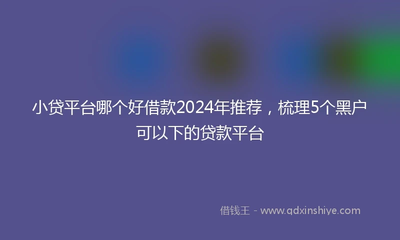 小贷平台哪个好借款2024年推荐，梳理5个黑户可以下的贷款平台