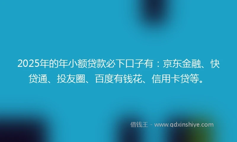 2025年的年小额贷款必下口子有：京东金融、快贷通、投友圈、百度有钱花、信用卡贷等。