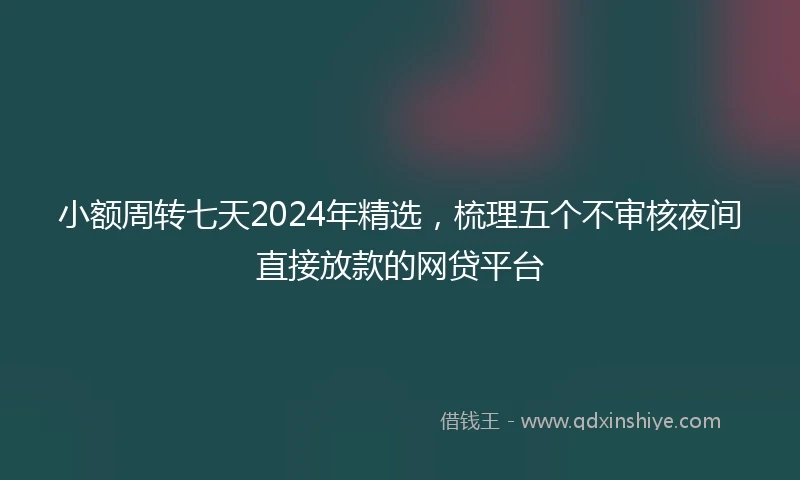 小额周转七天2024年精选，梳理五个不审核夜间直接放款的网贷平台