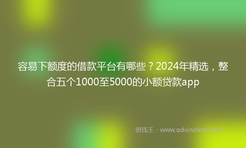 容易下额度的借款平台有哪些？2024年精选，整合五个1000至5000的小额贷款app