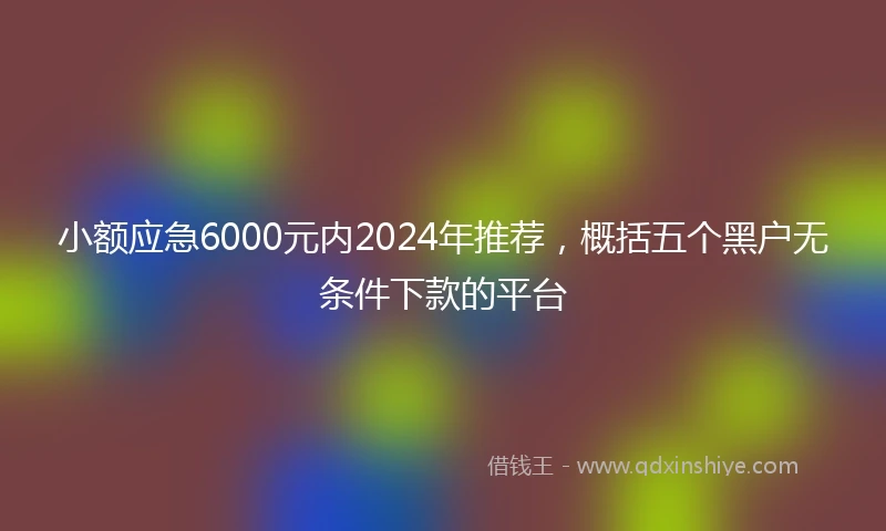 小额应急6000元内2024年推荐，概括五个黑户无条件下款的平台