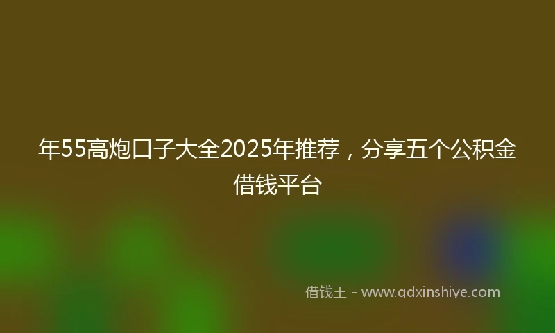 年55高炮口子大全2025年推荐，分享五个公积金借钱平台