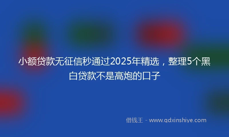小额贷款无征信秒通过2025年精选，整理5个黑白贷款不是高炮的口子