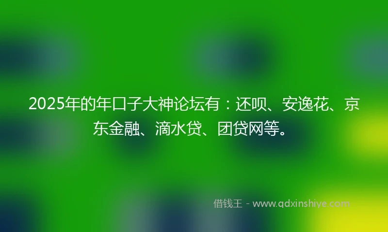 2025年的年口子大神论坛有：还呗、安逸花、京东金融、滴水贷、团贷网等。