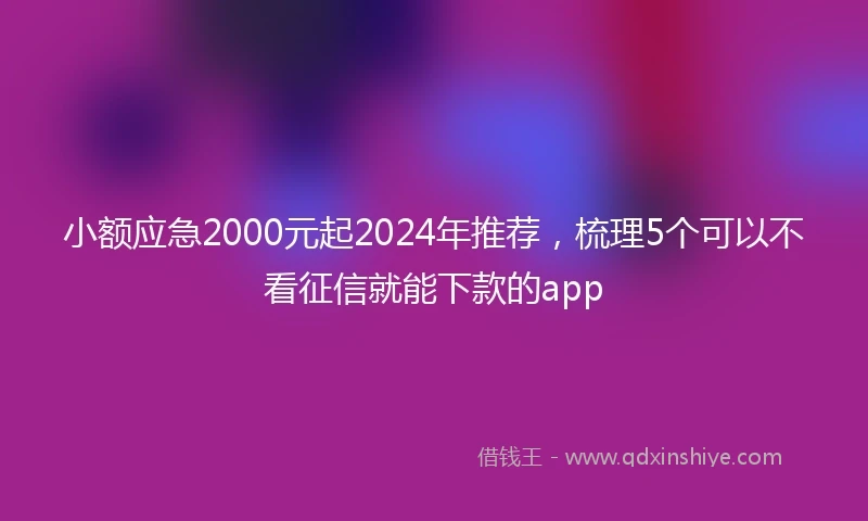 小额应急2000元起2024年推荐，梳理5个可以不看征信就能下款的app