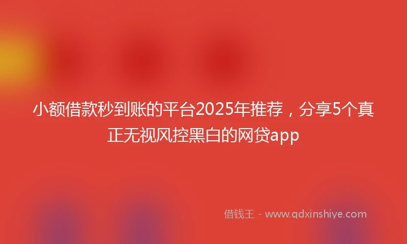 小额借款秒到账的平台2025年推荐，分享5个真正无视风控黑白的网贷app