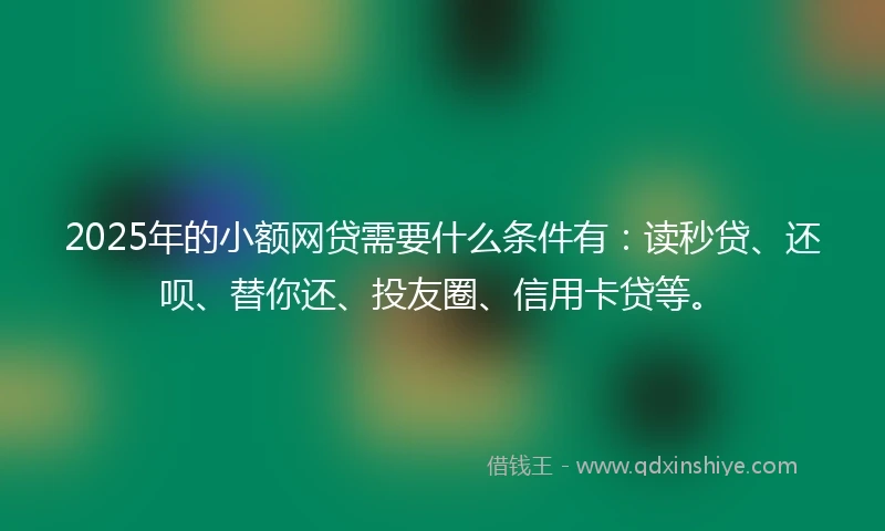 2025年的小额网贷需要什么条件有：读秒贷、还呗、替你还、投友圈、信用卡贷等。