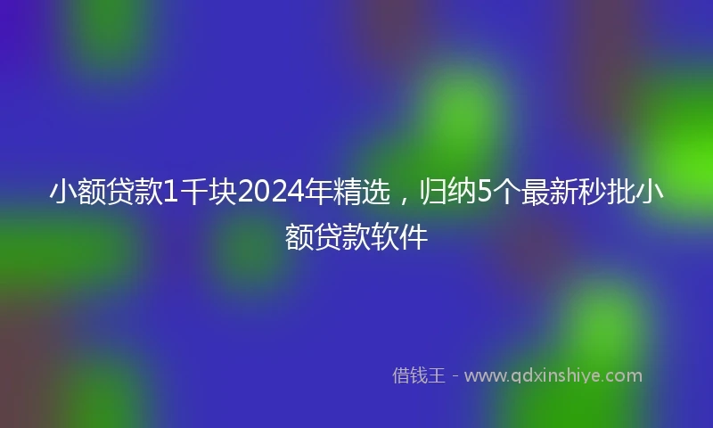 小额贷款1千块2024年精选，归纳5个最新秒批小额贷款软件