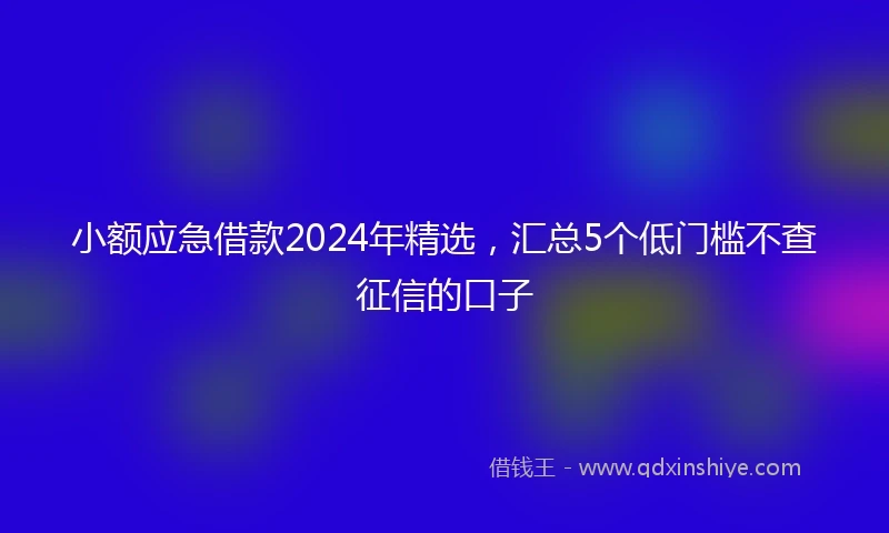 小额应急借款2024年精选，汇总5个低门槛不查征信的口子