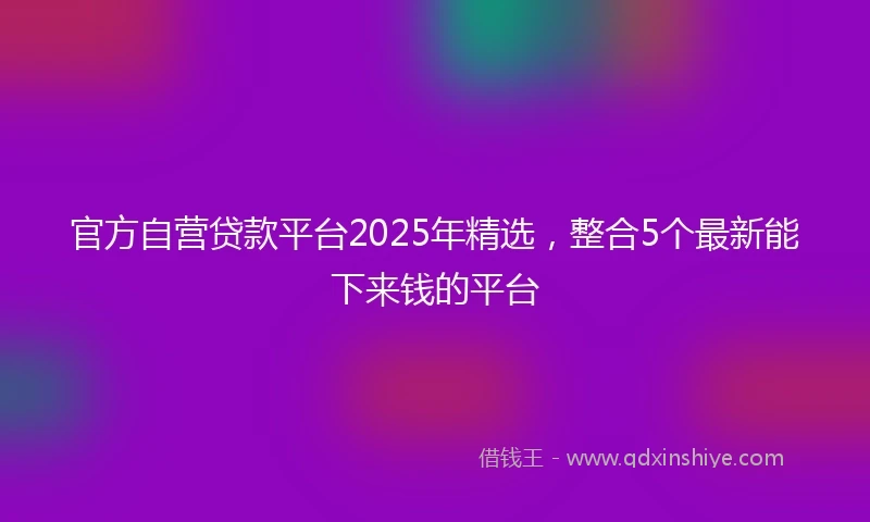 官方自营贷款平台2025年精选，整合5个最新能下来钱的平台