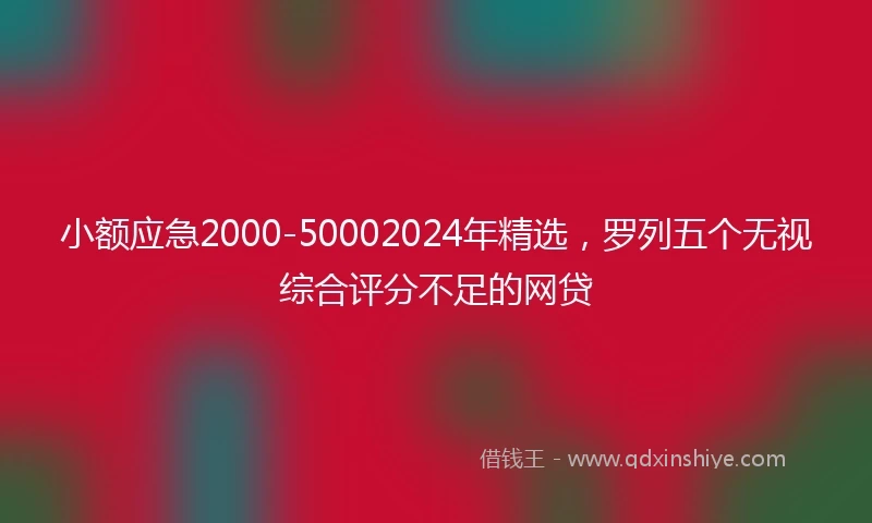 小额应急2000-50002024年精选，罗列五个无视综合评分不足的网贷