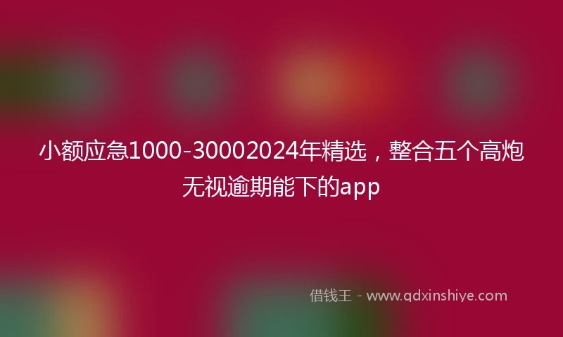 小额应急1000-30002024年精选，整合五个高炮无视逾期能下的app