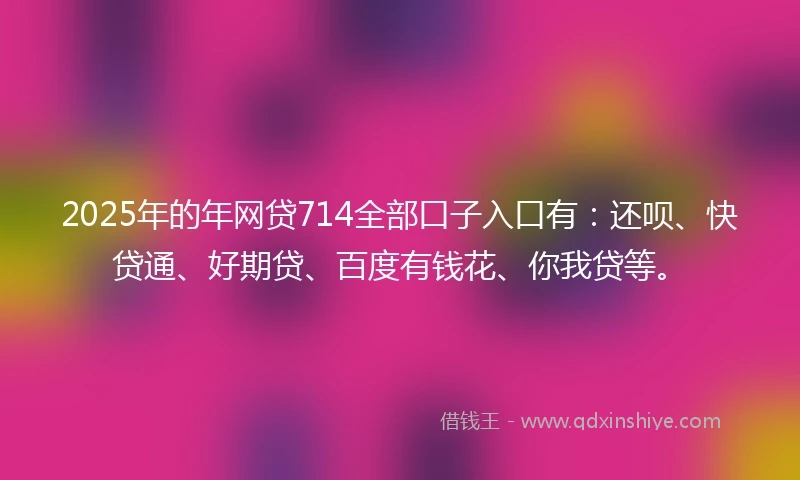 2025年的年网贷714全部口子入口有：还呗、快贷通、好期贷、百度有钱花、你我贷等。