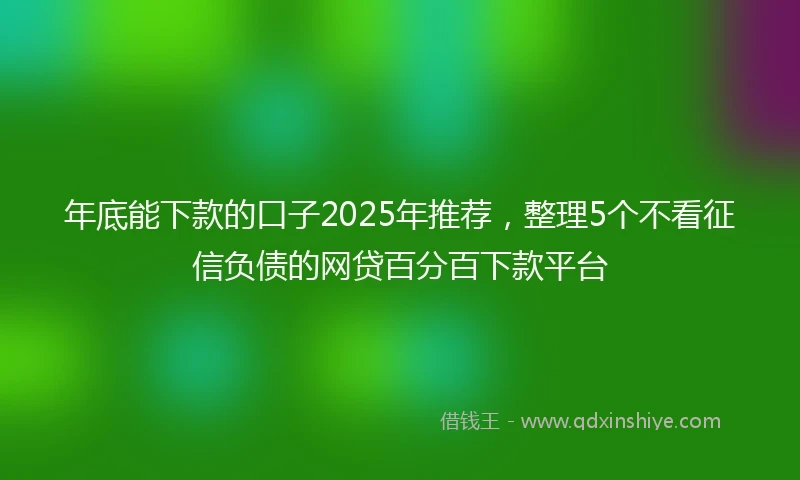 年底能下款的口子2025年推荐，整理5个不看征信负债的网贷百分百下款平台