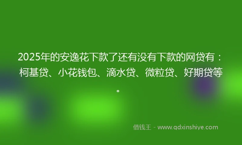 2025年的安逸花下款了还有没有下款的网贷有：柯基贷、小花钱包、滴水贷、微粒贷、好期贷等。