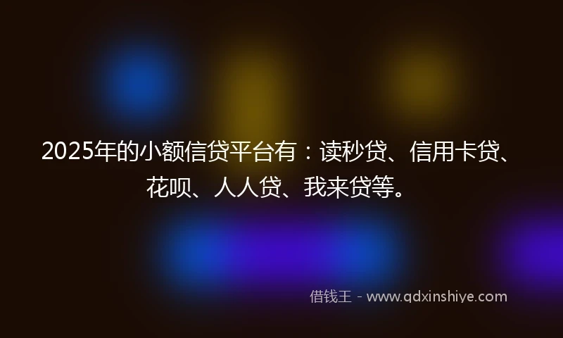 2025年的小额信贷平台有：读秒贷、信用卡贷、花呗、人人贷、我来贷等。