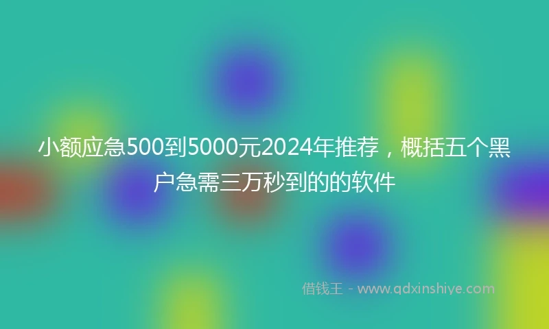 小额应急500到5000元2024年推荐，概括五个黑户急需三万秒到的的软件