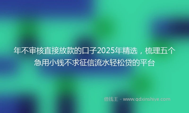年不审核直接放款的口子2025年精选，梳理五个急用小钱不求征信流水轻松贷的平台