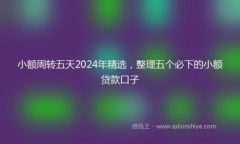 小额周转五天2024年精选，整理五个必下的小额贷款口子