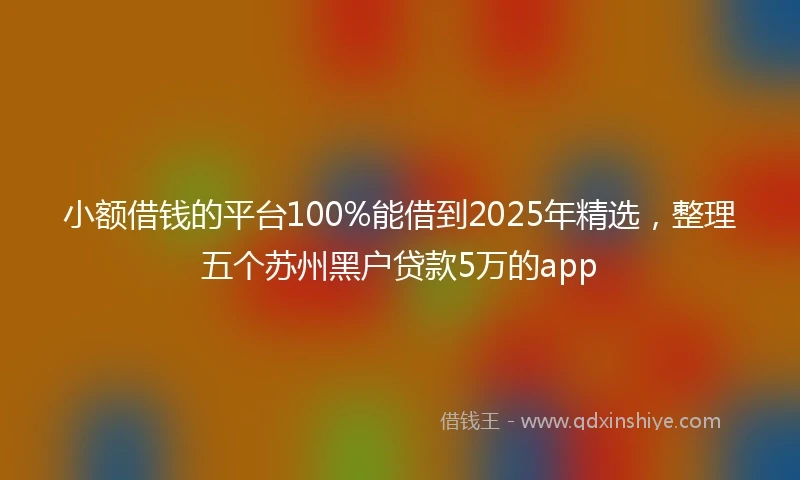 小额借钱的平台100%能借到2025年精选，整理五个苏州黑户贷款5万的app