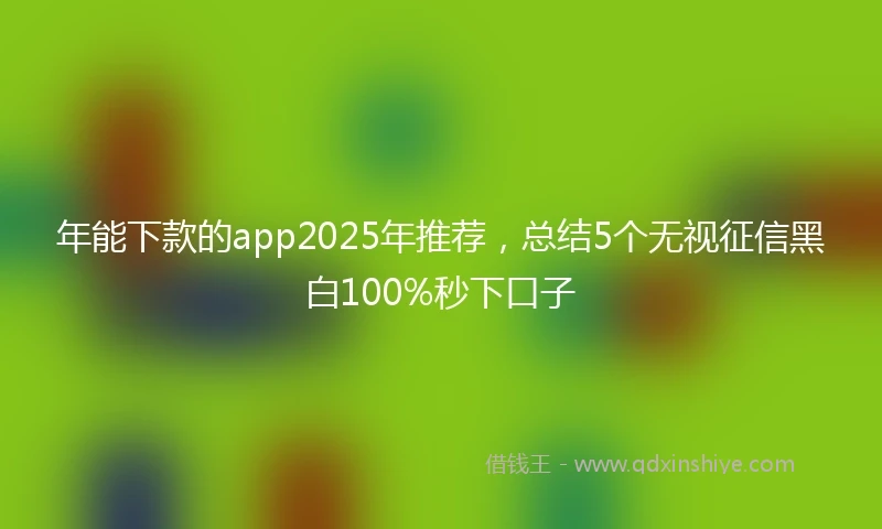 年能下款的app2025年推荐，总结5个无视征信黑白100%秒下口子