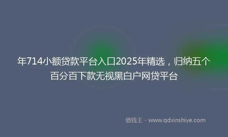 年714小额贷款平台入口2025年精选，归纳五个百分百下款无视黑白户网贷平台