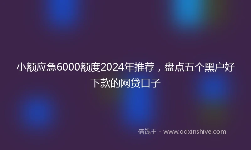 小额应急6000额度2024年推荐，盘点五个黑户好下款的网贷口子