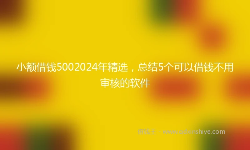 小额借钱5002024年精选，总结5个可以借钱不用审核的软件