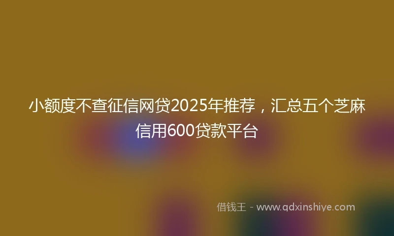 小额度不查征信网贷2025年推荐，汇总五个芝麻信用600贷款平台