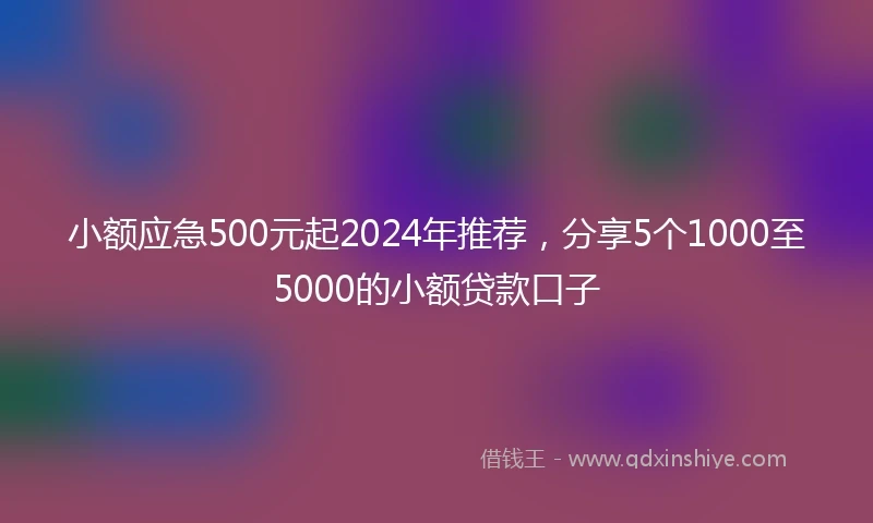 小额应急500元起2024年推荐，分享5个1000至5000的小额贷款口子