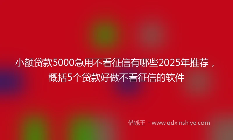 小额贷款5000急用不看征信有哪些2025年推荐，概括5个贷款好做不看征信的软件