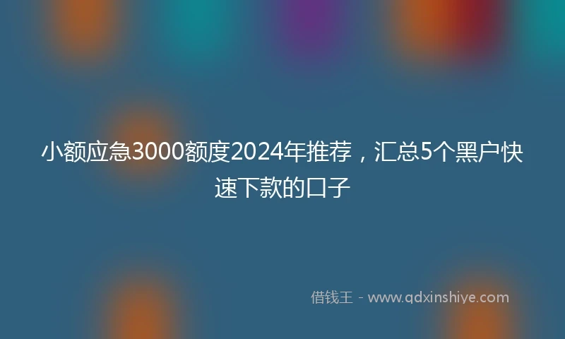 小额应急3000额度2024年推荐，汇总5个黑户快速下款的口子