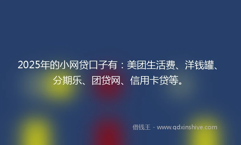 2025年的小网贷口子有：美团生活费、洋钱罐、分期乐、团贷网、信用卡贷等。
