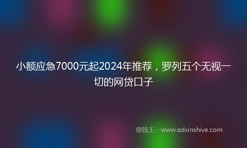 小额应急7000元起2024年推荐，罗列五个无视一切的网贷口子