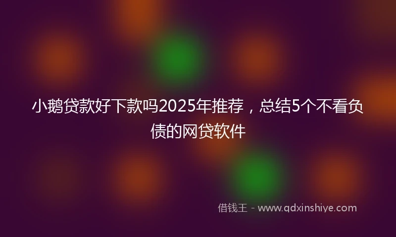 小鹅贷款好下款吗2025年推荐，总结5个不看负债的网贷软件