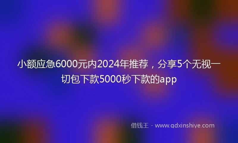 小额应急6000元内2024年推荐，分享5个无视一切包下款5000秒下款的app