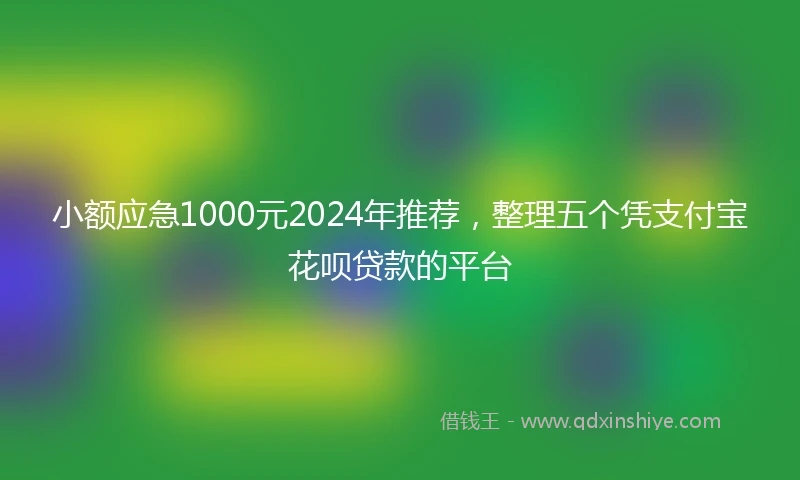 小额应急1000元2024年推荐，整理五个凭支付宝花呗贷款的平台